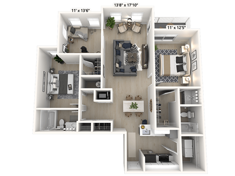 An Aerial View of the Union Floor Plan  at Alexandria of Carmel Apartments, Indiana